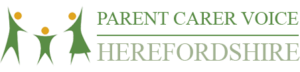 Parent Carer Voice logo, with a family of three figures