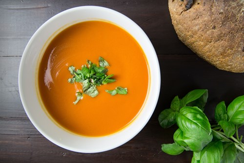 A bowl of tomato soup